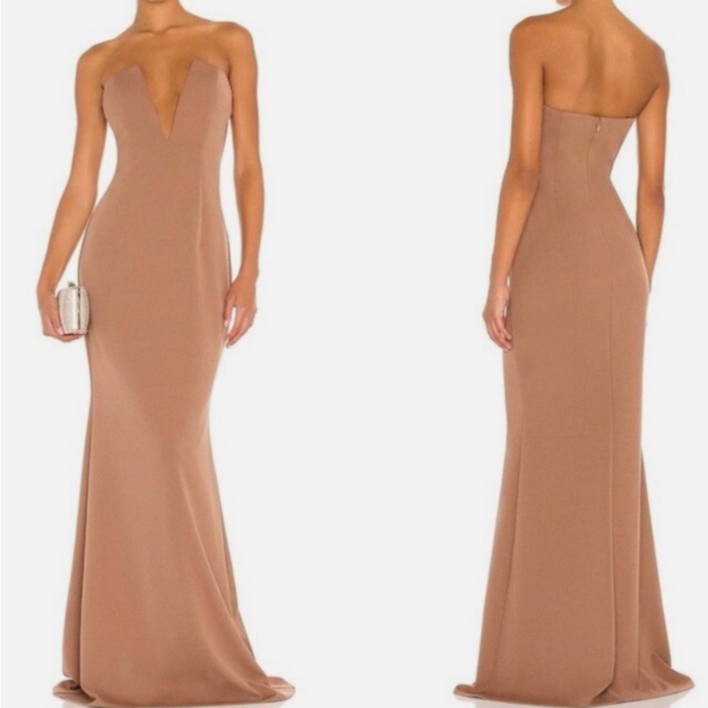 Katie May Crush Gown Cocoa Brown Long Maxi Strapless Elegant Party L
